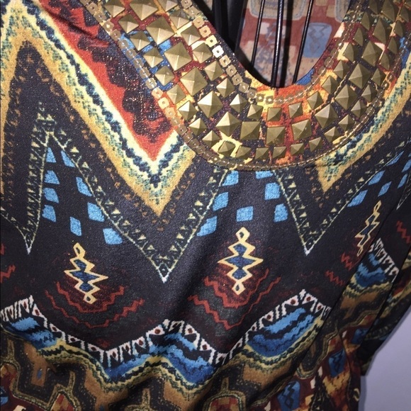 Rafaella size small studded Aztec southwestern print boho bohemian hippie comfy - Picture 2 of 7